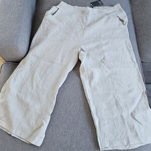 NWT- Kim Van Loo Isle of Capri Linen Pants- Color Silver